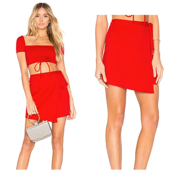 Privacy Please Revolve Miller Wrap Skirt Red - Picture 1 of 6